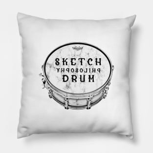 Sketch Philosophy Drum | Grunge Effect Pillow