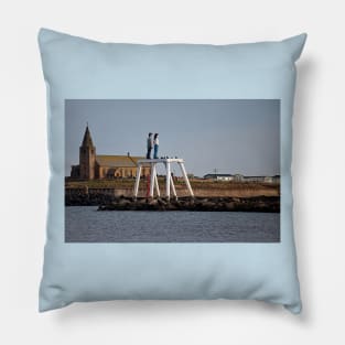 'The Couple' at Newbiggin by the Sea (2) Pillow