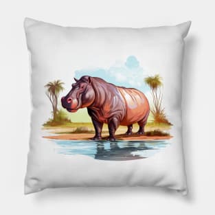 River Hippopotamus Pillow