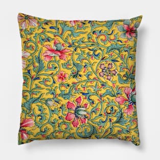 Owen Jones Chinese Ornamental Pattern Yellow & Pink Floral Pillow