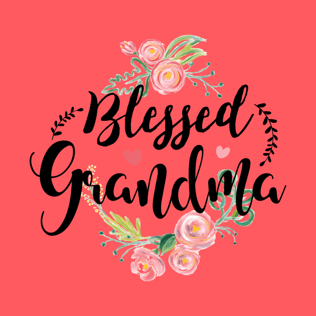 Blessed Grandma T-Shirt with floral, heart Mother's Day Gift by Wintrly