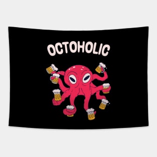 Octoholic Beer Kraken Fun Drinking Party Tapestry