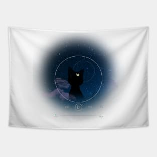 Art, cat, darkness, dark, moon, roses, cats, notes sky, stars, touch, gift, love, romantic, aesthetic, anime, kitty, cute, manga vintage, retro, music, gift, clouds, flowers Tapestry