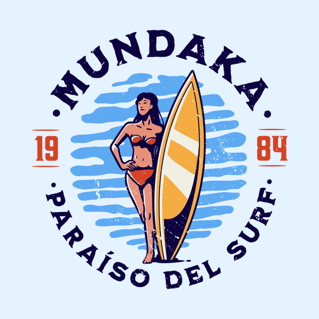 Vintage Mundaka, Spain Surfer's Paradise // Retro Surfing 1980s Badge B by Now Boarding