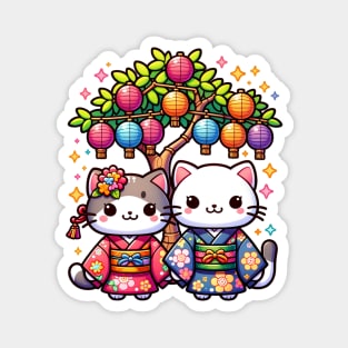 Tanabata Kittens in Kimonos Magnet