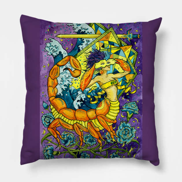 Scorpio (Scorpion). Zodiac Design. Pillow by Mystic Arts