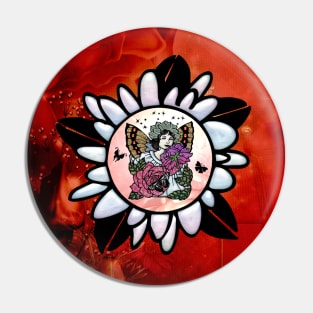 Wonderful fairy with butterflies and roses Pin