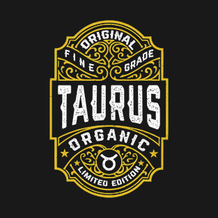 Taurus Zodiac Sign Vintage Whiskey Label Funny Horoscope T-Shirt