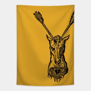 Deer ††††† Vintage Medieval Woodcut Style Illustration Tapestry