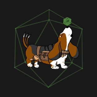 D20 Basset Hound Bard | DND Dogs | Fantasy Art T-Shirt