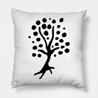 Cute Black Tree Doodle Art Pillow