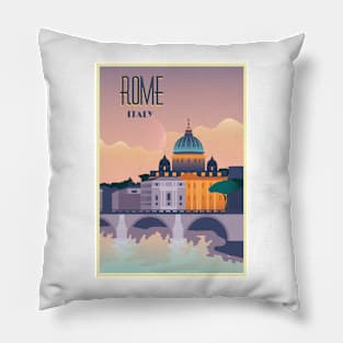 Rome, Italy - Vintage Travel Poster Pillow