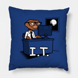 Funny E.T. Alien I.T. Expert Programmer Developer Retro Sci-fi 80's Movie Funny Meme Parody Pillow