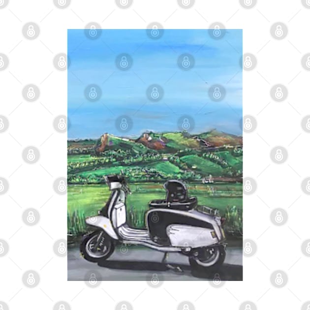 Retro Scooter, Classic Scooter, Scooterist, Scootering, Scooter Rider, Mod Art by Scooter Portraits