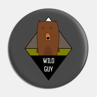 Wild Guy Bear Illustration Pin