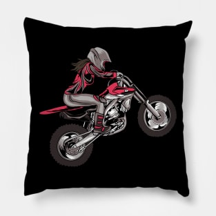 Motocross Girl Dirt Bike Girls Moto Cross Bike Rider Pillow