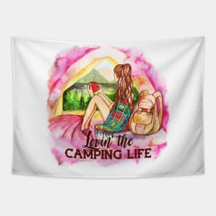 I Love Camping Girl Camping Cute Girl Camping Life Lover Tapestry