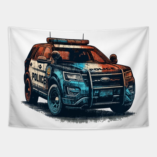 Police car Tapestry by Vehicles-Art