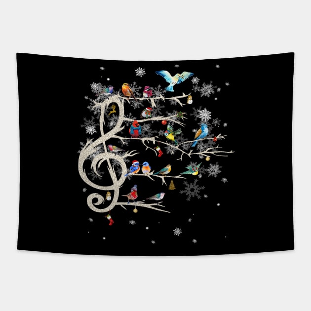 Musical Note Birds Winter Costume Gift Tapestry by Pretr=ty