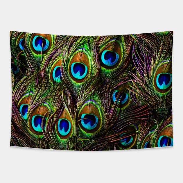 Peacock Feathers Invasion Tapestry by BonniePhantasm