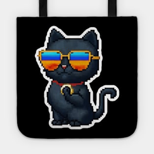 Cool Black Cat Wearing Sunglasses in Summer Holiday Tote