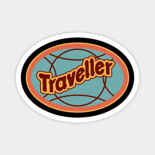 Retro Traveder Badge - Vintage backpacker Sticker - Classic Travel Illustration Magnet