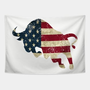 American Flag Bull Tapestry