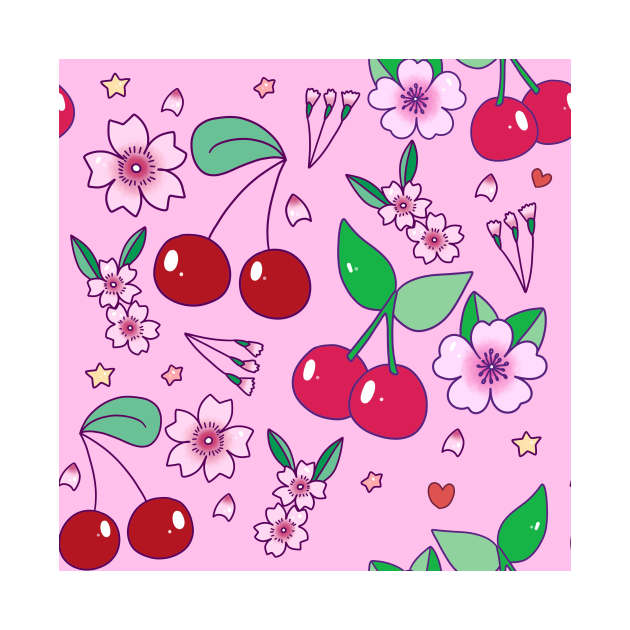 Cherries and Blossoms Pattern by saradaboru