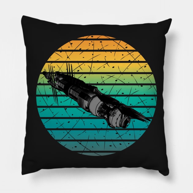 Space Station - Sunset - Black - Sci-Fi Pillow by Fenay-Designs