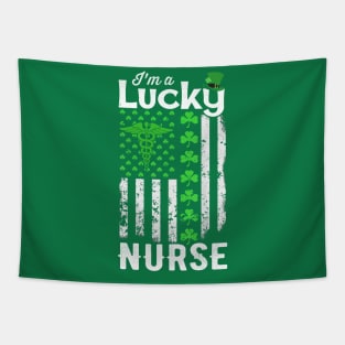 One Lucky Nurse T Shirt American Flag St Patricks Day Gifts Tapestry