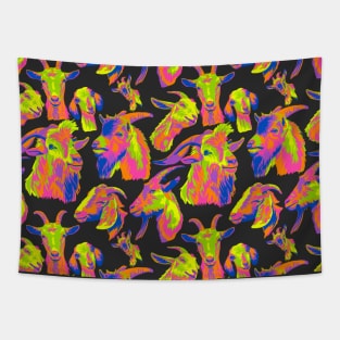 All Over Neon Goats Print Tapestry