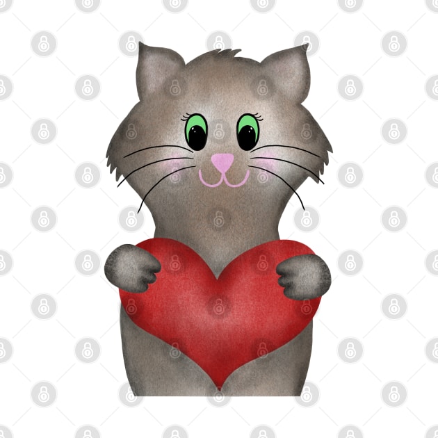 Cat with heart by Juliana Costa