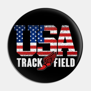 Vintage USA Track And Field Running Athletics American Flag Pin