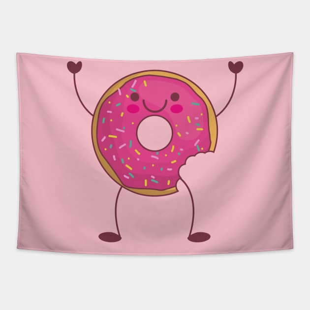 Kawaii Happy Baby Donut Tapestry by InkyArt