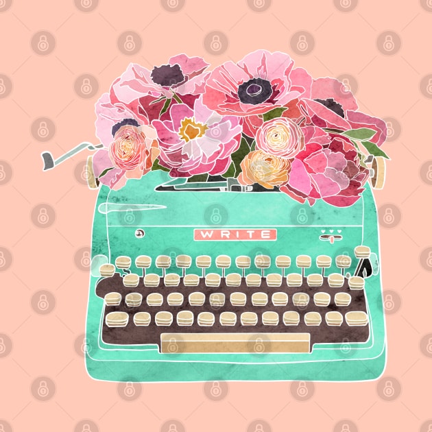 Typewriter with Flowers by Roguish Design