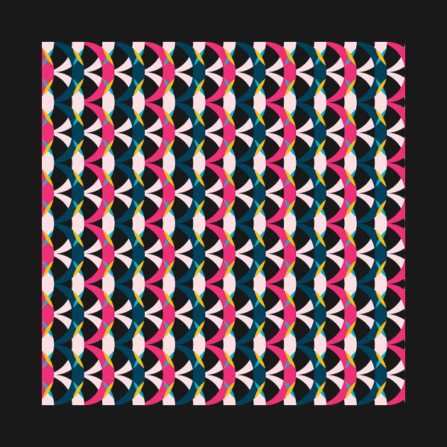 Pink and dark blue vertical retro geometrical semicircles pattern by IngaDesign