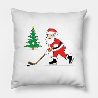 Hockey Santa and Christmas Tree Pillow