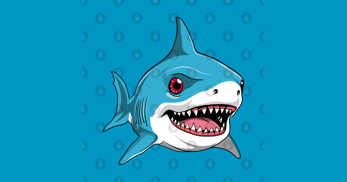 Scary Cute Great White Shark Graphic Design - Great White Shark - T