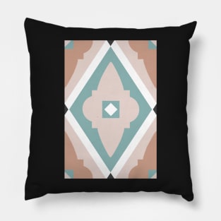 Abstract geometric diamond pattern white, sand color and light green Pillow