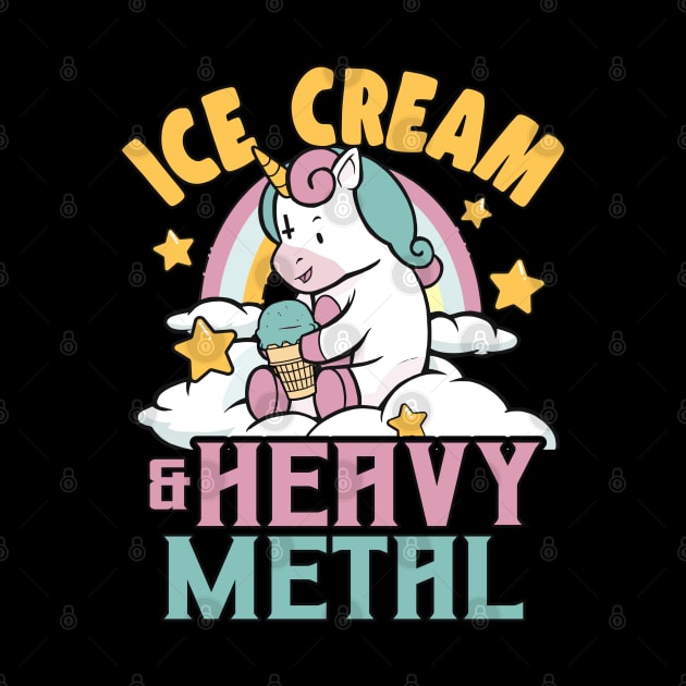 Ice Cream & Heavy Metal Unicorn Rainbow Funny Retro Death Metal by Kuehni