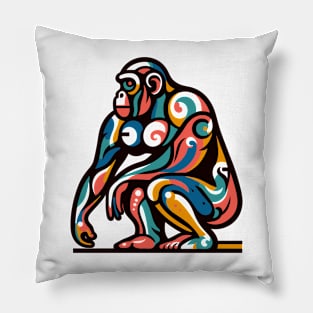 Pop art monkey illustration. cubism illustration of monkey Pillow