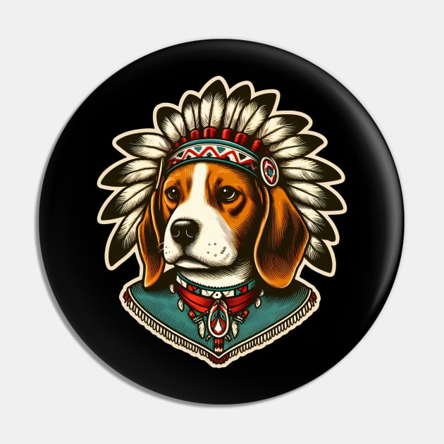 Beagle Native American Pin by k9-tee