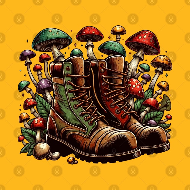 Camping boots with mushrooms by Art_Boys