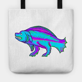 Bad Medieval Art 90's Retro Rainbow Frank Style Dog Fish Creature Tote