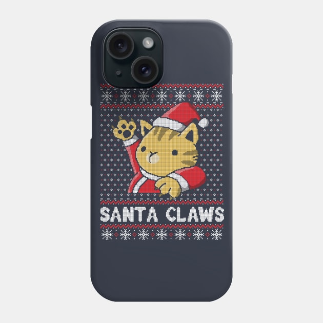 Xmas ugly sweater Cat Santa Claws Phone Case by NemiMakeit