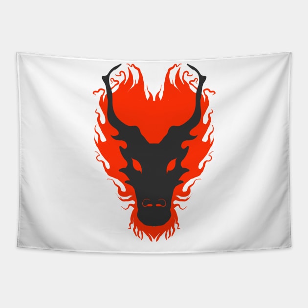 Red dragon head Tapestry by phsycartwork