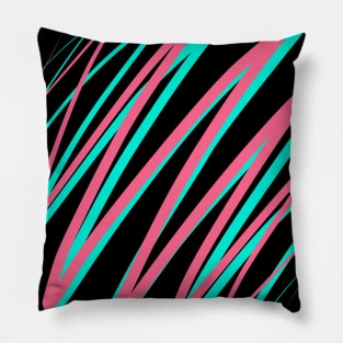 retro 80s design Pink and aqua on black Pillow