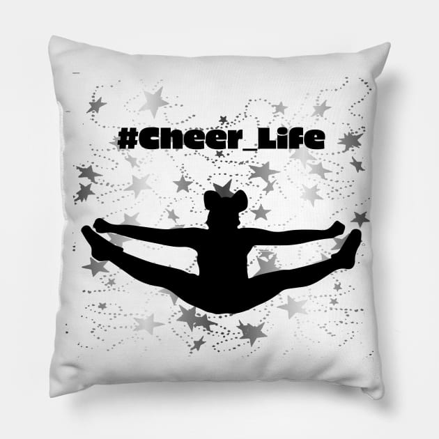 #cheer_Life Design with Silver Star Background Style 3 Pillow by PurposelyDesigned