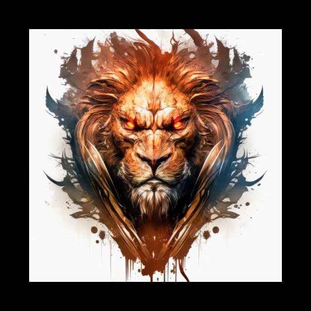 Lion Portrait Animal Painting Wildlife Outdoors Adventure by Cubebox