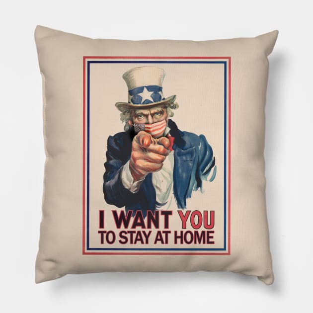 Uncle Sam I Want You To Stay At Home Coronavirus 2020 Poster Pillow by reapolo